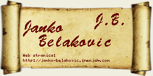 Janko Belaković vizit kartica